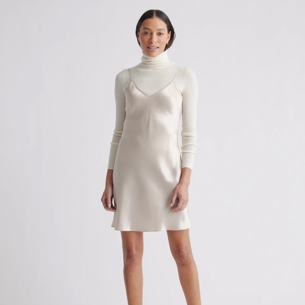 Quince washable silk mini slip dress